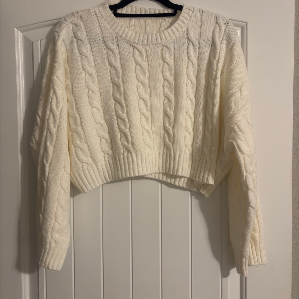 Elegant Cream Cable Knit Sweater